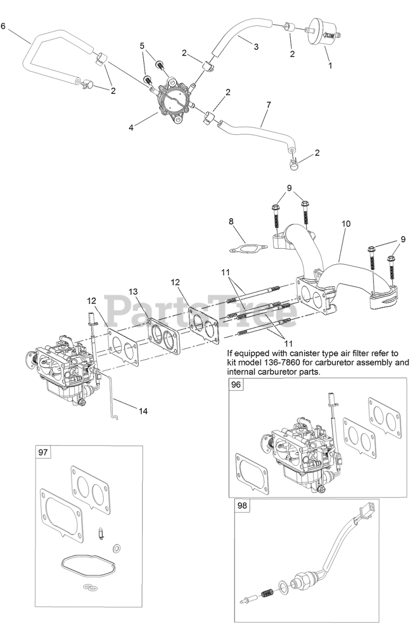 Toro 75213 Toro 60 TimeCutter HD MyRide Zero Turn Mower SN 400000000 401999999 FUEL SYSTEM ASSEMBLY WITH NON CANISTER STYLE AIR FILTER Parts Lookup with Diagrams PartsTree
