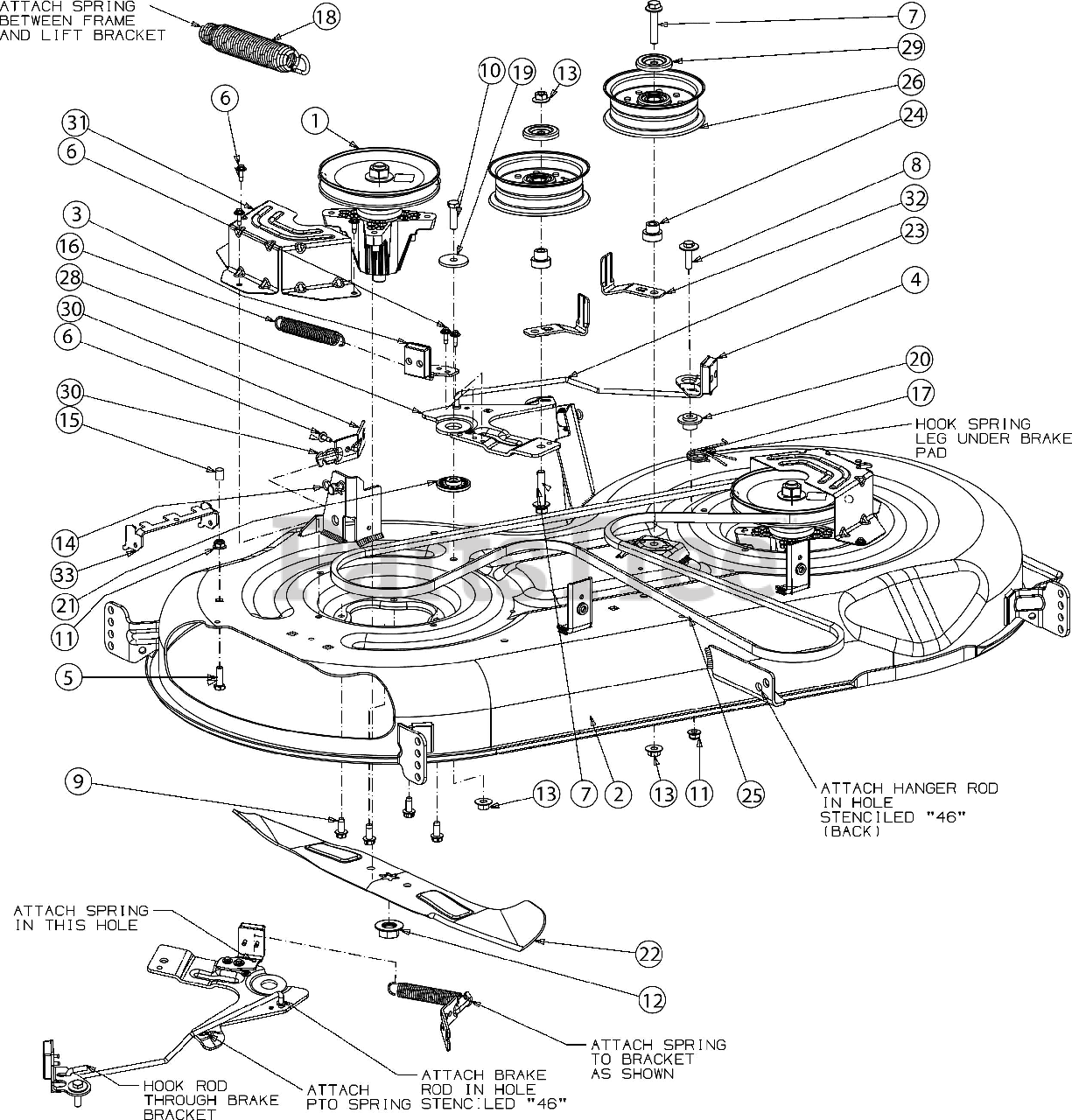 Cub Cadet Riding Mower Deck Diagrams