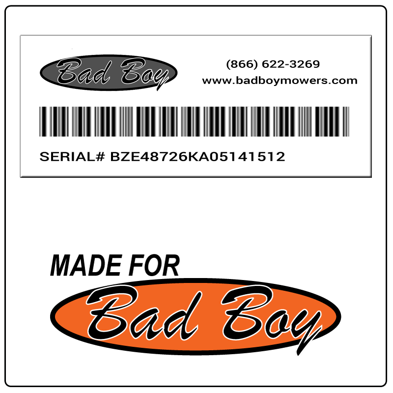 examples of what Bad Boy model tags usually look like and a large Bad Boy logo