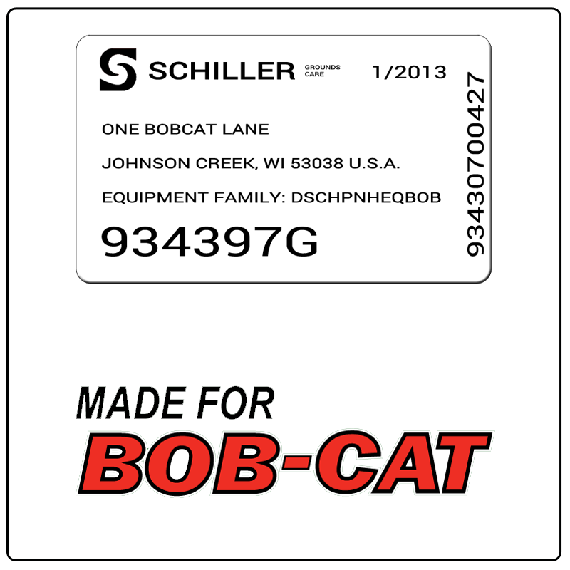 examples of what Bobcat model tags usually look like and a large Bobcat logo