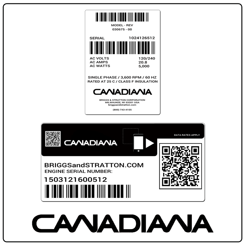 examples of what Canadiana model tags usually look like and a large Canadiana logo