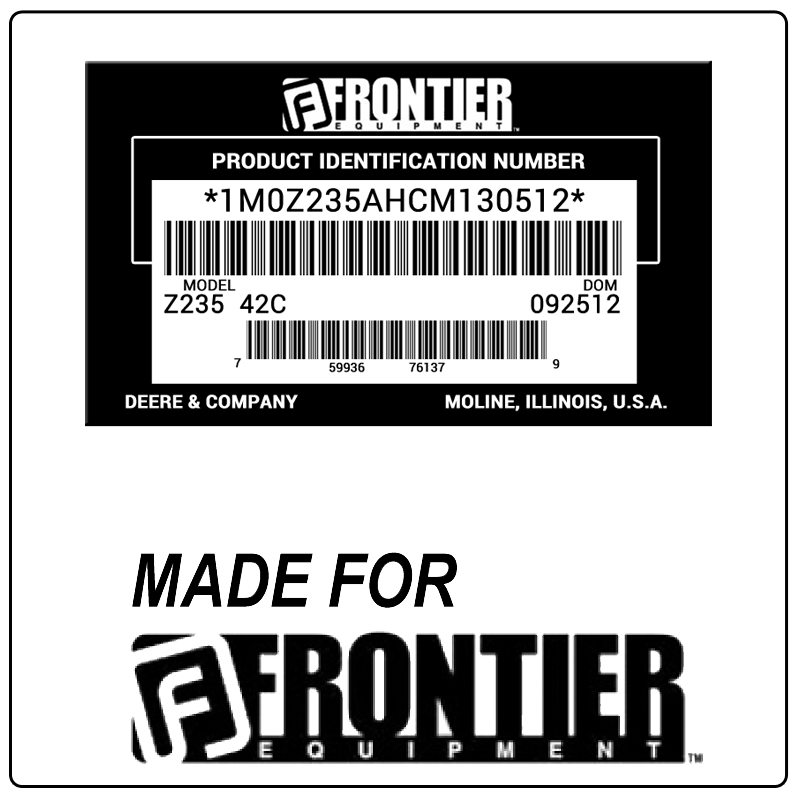 examples of what Frontier model tags usually look like and a large Frontier logo