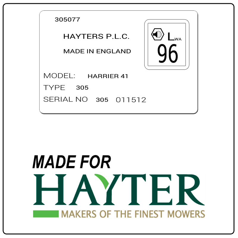 examples of what Hayter model tags usually look like and a large Hayter logo