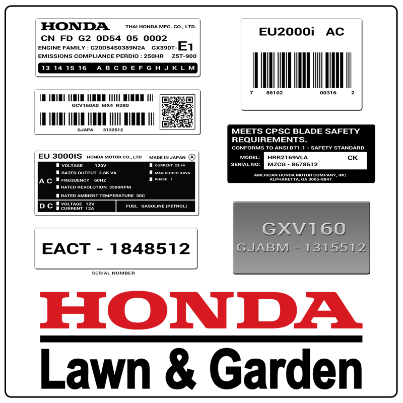 examples of what Honda model tags usually look like and a large Honda logo