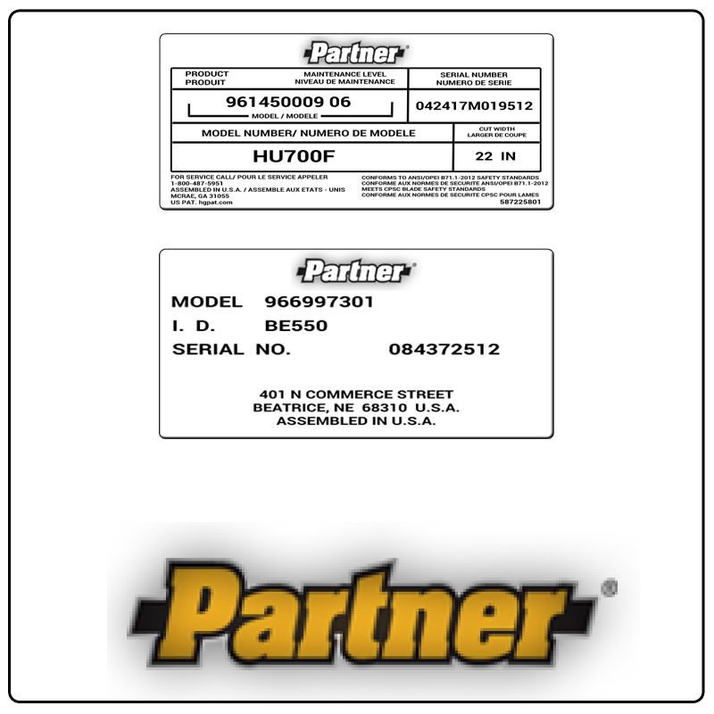 examples of what Partner model tags usually look like and a large Partner logo